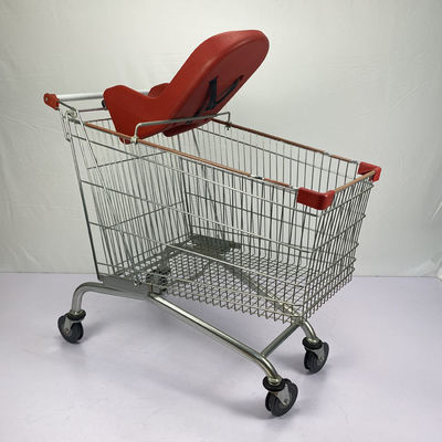 주문 대용량 저장 카트와 아기 라운지 석과 240L 유럽 슈퍼마켓 스타일 금속 쇼핑 손수레 online manufacture