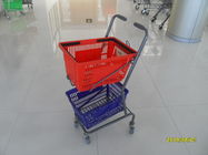중국 4 회전대를 가진 빨강/파란 슈퍼마켓 쇼핑 트롤리 3 인치 PVC 피마자 회사