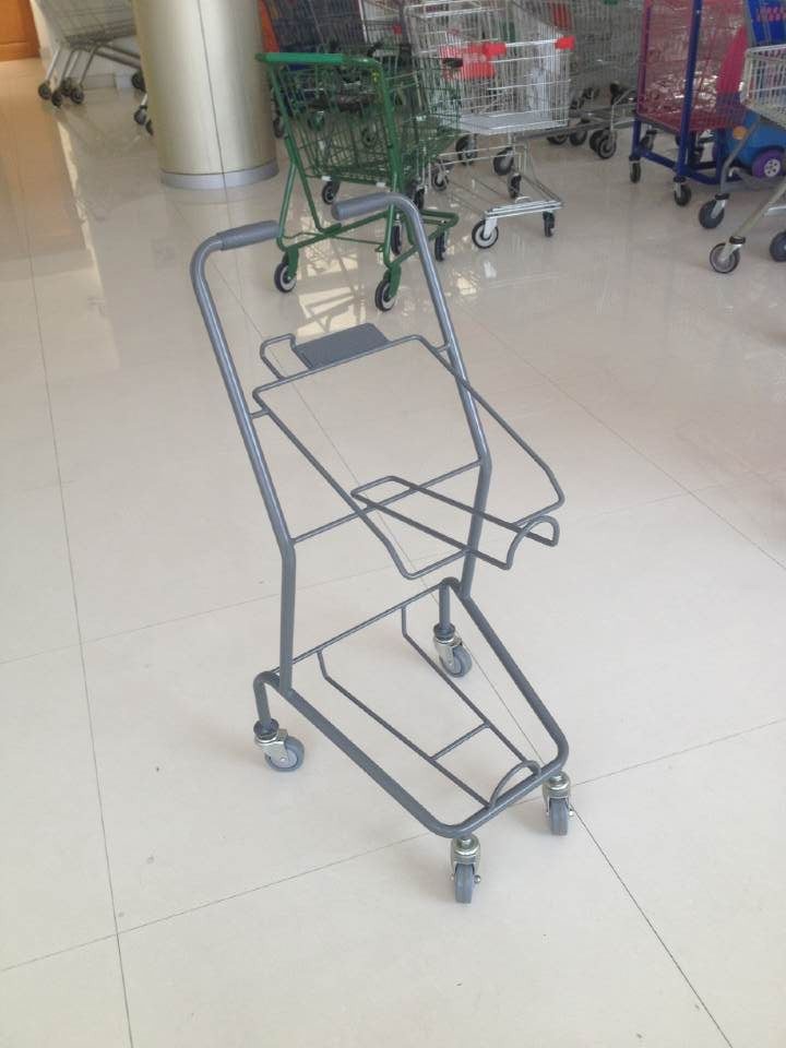 Colorful Steel Shopping Basket Trolley With PVC / PU / TPR Wheel
