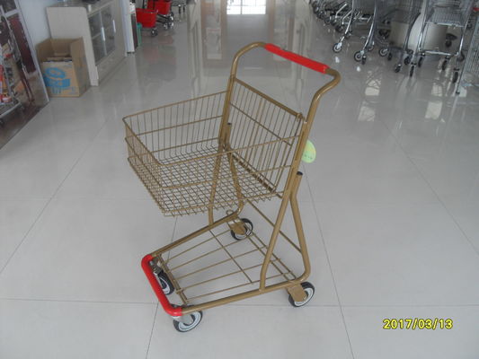 중국 바퀴와 앞범퍼를 가진 슈퍼마켓 40 L Singel 바구니 금속 쇼핑 카트 공장