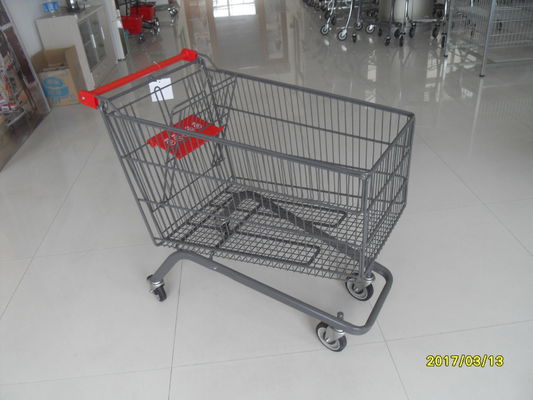 중국 빨간 손잡이를 가진 큰 수용량 4 바퀴 슈퍼마켓 쇼핑 트롤리 공장