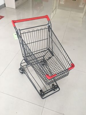 중국 기본적인 격자 45L 철사 쇼핑 트롤리 슈퍼마켓 쇼핑 카트 빨간 손잡이 막대기 공장